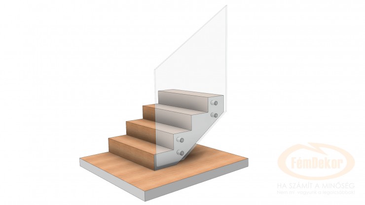 Vasbeton lépcső tervezése pontmegfogásos üvegkorláthoz