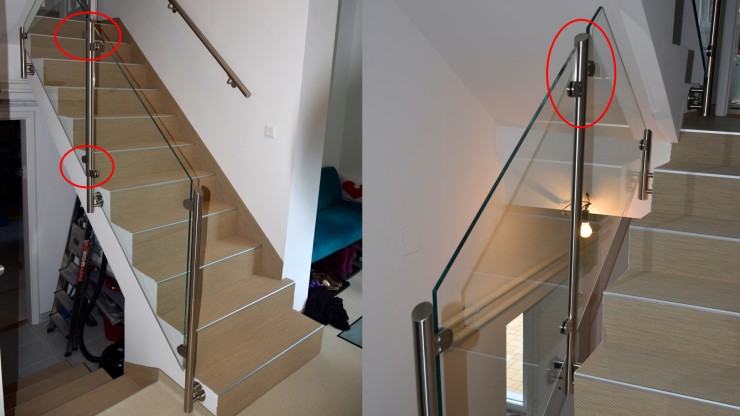 Miért kell az üvegfogó pozícióját lépcső esetében tervezni?