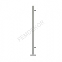 Függőleges pálcás rozsdamentes szögtletes oszlop  (kezdő-bal, 40x40x2, talpra szerelt)