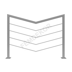 Terelőkorlát pálcás kitöltéssel (modern, szögben illeszkedő forma)